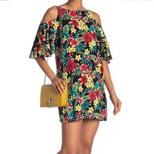 Truly Me Cold Shoulder Swing Dress 